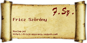 Fricz Szörény névjegykártya